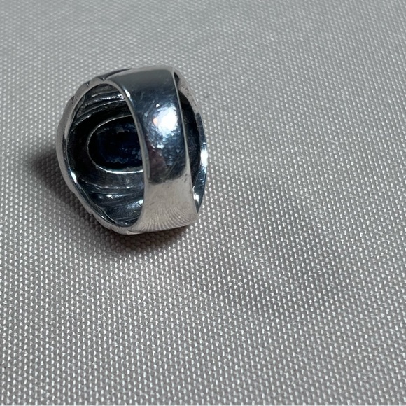 Vintage Sterling Silver Art Deco Black Stone Ring Size 5.75 Cocktail Statement - Picture 9 of 16